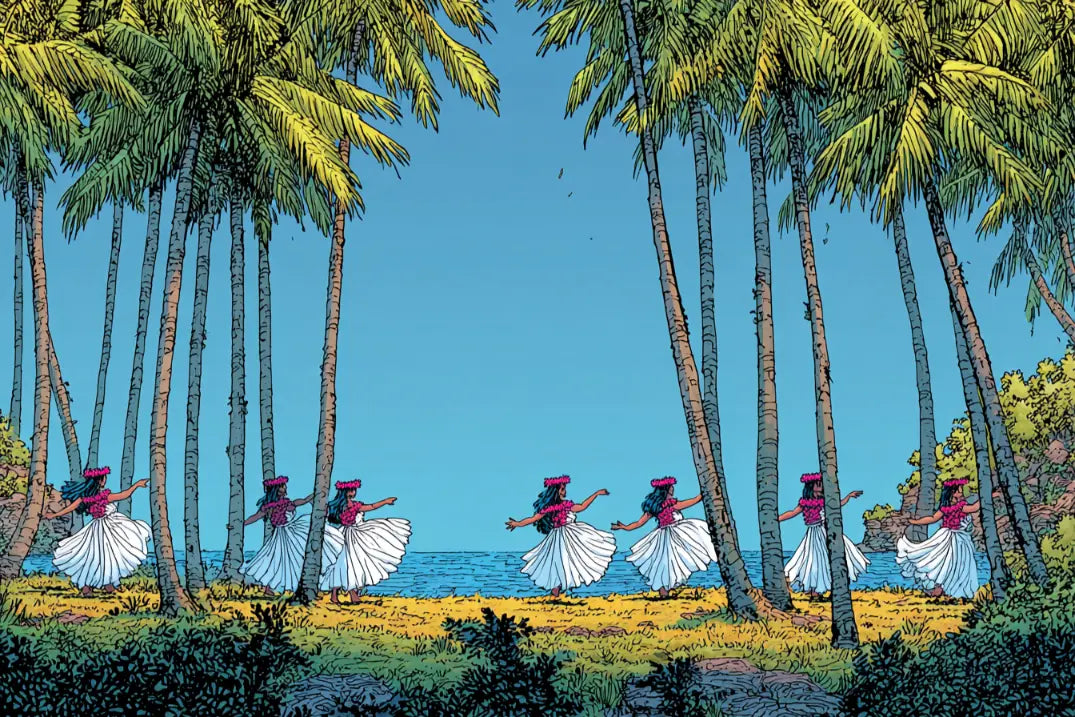 ヤシの木とフラダンサー