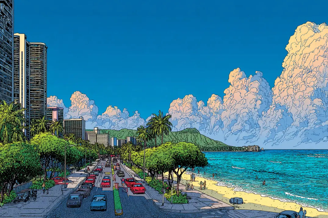 ワイキキの海岸線